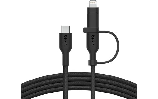 Câble Belkin USB-C vers USB-C / Lightning 60 W USB 2.0 - 1,5 m - Noir