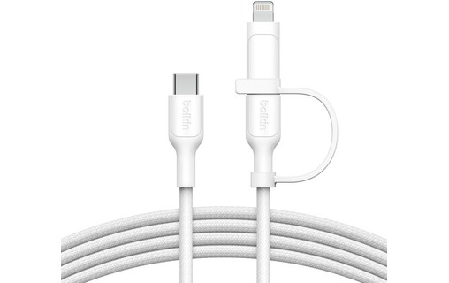Câble Belkin USB-C vers USB-C / Lightning 60 W USB 2.0 - 1,5 m - Blanc