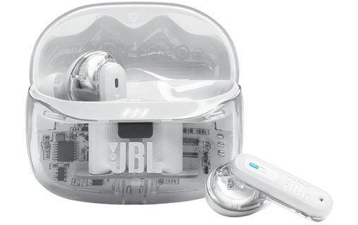 Écouteurs sans fil JBL Tune Beam 2 Ghost Edition, Blanc - Bluetooth