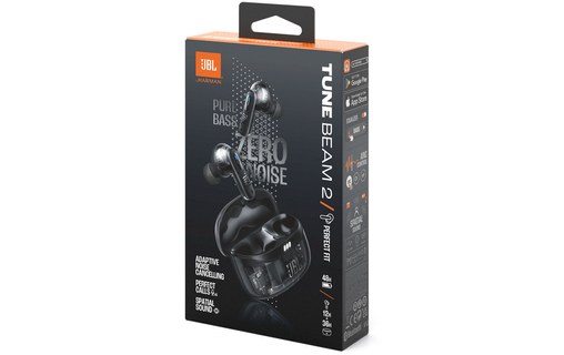 Écouteurs sans fil JBL Tune Beam 2 Ghost Edition, Noir - Bluetooth