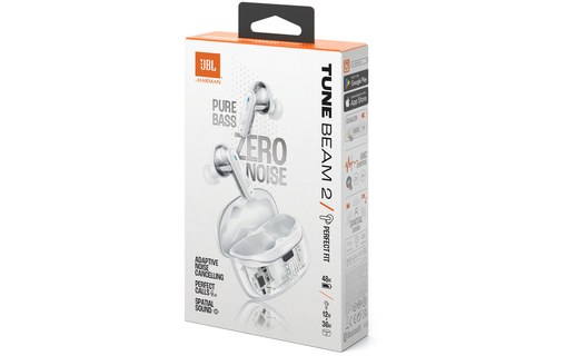 Écouteurs sans fil JBL Tune Beam 2 Ghost Edition, Blanc - Bluetooth