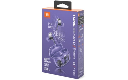 Écouteurs sans fil JBL Tune Beam 2 Ghost Edition, Violet - Bluetooth