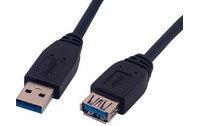 Rallonge MCL USB-A vers USB-A femelle 5 Gbit/s - 3 m - Noir