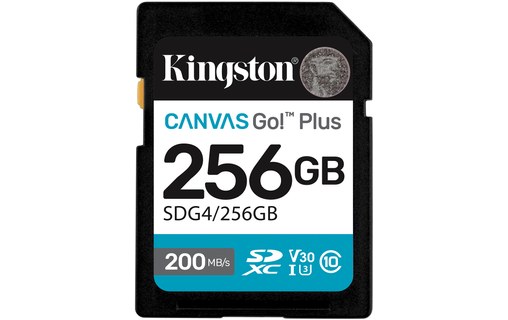 Carte SDXC Kingston Canvas Go Plus Gen4 256 Go, UHS-I, V30