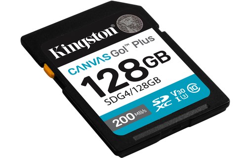 Carte SDXC Kingston Canvas Go Plus Gen4 128 Go, UHS-I, V30