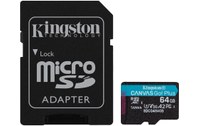 Carte microSD Kingston Canvas Go Plus Gen4 64 Go avec adaptateur SD, UHS-I, V30