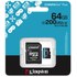 Carte microSD Kingston Canvas Go Plus Gen4 64 Go avec adaptateur SD, UHS-I, V30