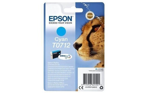 EPSON Cartouche T0712 - Guepard - Cyan
