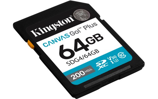 Carte SDXC Kingston Canvas Go Plus Gen4 64 Go, UHS-I, V30