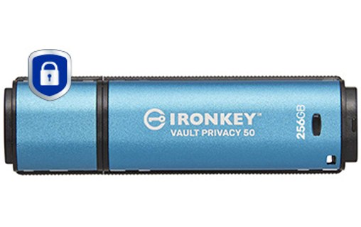 Clé USB Kingston IronKey Vault Privacy 50 256 Go - Bleu, Noir - USB 3.2