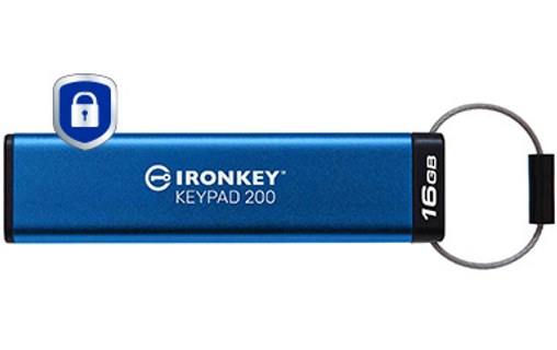 Clé USB Kingston IronKey Keypad 200 16 Go - Bleu - USB 3.2
