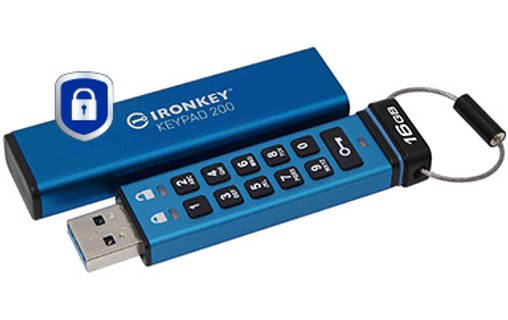 Clé USB Kingston IronKey Keypad 200 16 Go - Bleu - USB 3.2
