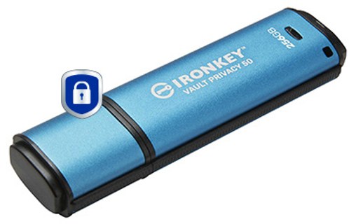 Clé USB Kingston IronKey Vault Privacy 50 256 Go - Bleu, Noir - USB 3.2