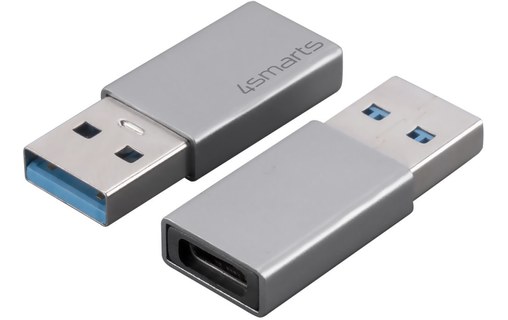 Lot de 2 Adaptateurs USB vers USB C Charge et Transfert 5GB/s 4smarts Argent
