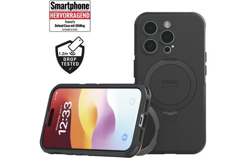 Coque MagSafe pour iPhone 15 Pro Anneau Fonction Support 4Smarts Noir