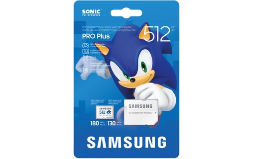 Carte microSDXC Samsung PRO Plus Sonic The Hedgehog 512 Go avec adaptateur SD
