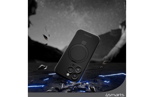 Coque MagSafe pour iPhone 15 Pro Anneau Fonction Support 4Smarts Noir