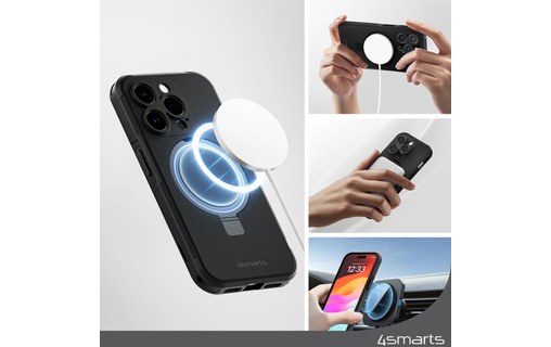 Coque MagSafe pour iPhone 15 Pro Anneau Fonction Support 4Smarts Noir