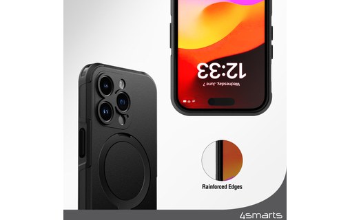 Coque MagSafe pour iPhone 15 Pro Anneau Fonction Support 4Smarts Noir