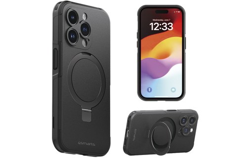 Coque MagSafe pour iPhone 15 Pro Anneau Fonction Support 4Smarts Noir