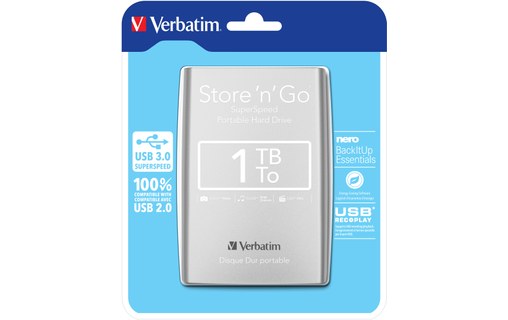 Verbatim Store 'n' Go 1 To - Argent - Disque dur externe - 53071