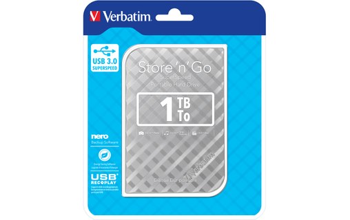 Verbatim Store 'n' Go 1 To - Argent - Disque dur externe - 53197