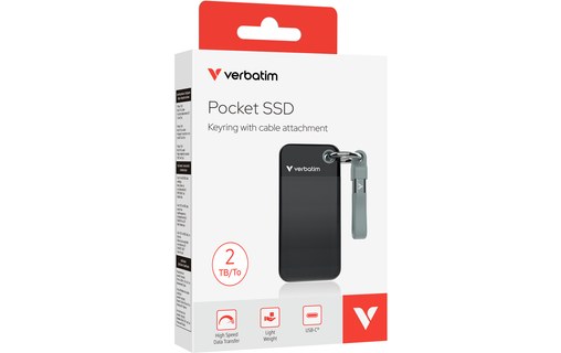 Verbatim Pocket SSD 2 To - Noir et Gris - SSD externe USB-C