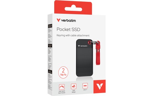 Verbatim Pocket SSD 2 To - Noir et Rouge - SSD externe USB-C