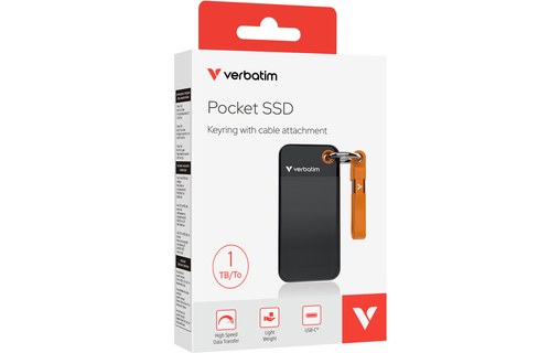 Verbatim Pocket SSD 1 To - Noir et Orange - SSD externe USB-C