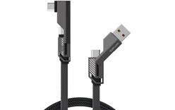 Câble 4Smarts USB-A vers USB-C coudé 240 W - 1,5 m - Gris anthracite