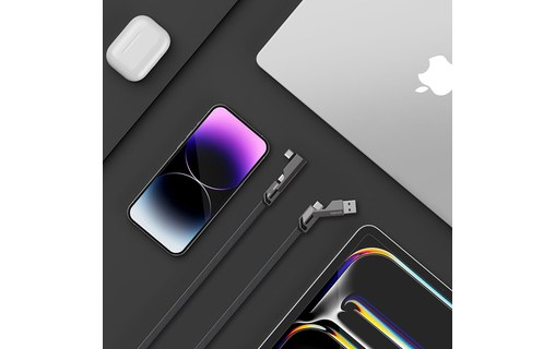 Câble 4Smarts USB-A vers USB-C coudé 240 W - 1,5 m - Gris anthracite