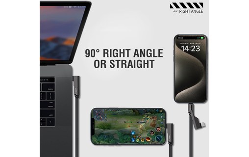 Câble 4Smarts USB-A vers USB-C coudé 240 W - 1,5 m - Gris anthracite