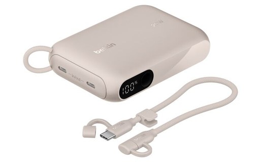 Batterie externe 10000 mAh - Belkin BoostCharge - Écran et câble - Sable