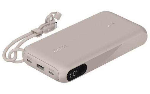 Batterie externe 20000 mAh - Belkin BoostCharge - Écran et câble - Sable