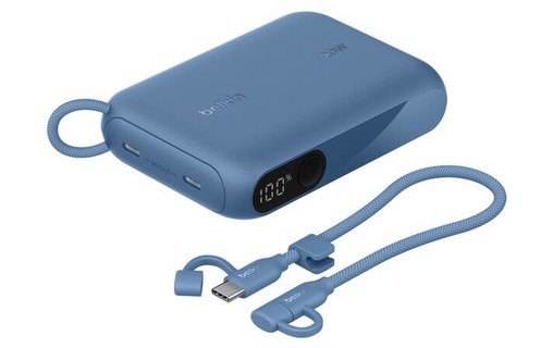Batterie externe 10000 mAh - Belkin BoostCharge - Écran et câble - Bleue
