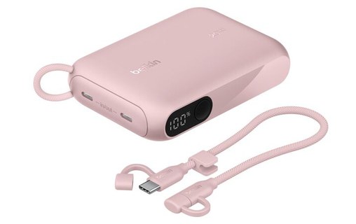 Batterie externe 10000 mAh - Belkin BoostCharge - Écran et câble - Rose