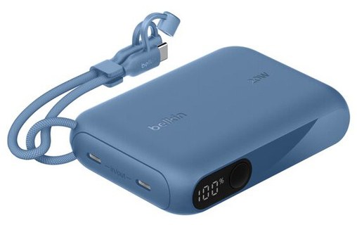 Batterie externe 10000 mAh - Belkin BoostCharge - Écran et câble - Bleue
