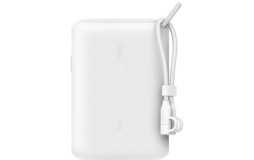 Batterie externe 10000 mAh - Belkin BoostCharge - Écran et câble - Blanche