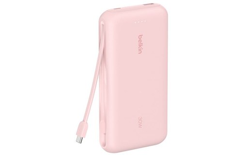 Batterie externe 20000 mAh - Belkin BoostCharge - Câble intégré - Rose