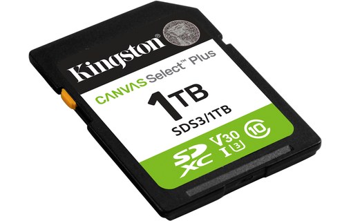 Carte SD Kingston Canvas Select Plus Gen3 1 To, UHS-I, V30