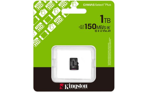 Carte microSDXC Kingston Canvas Select Plus Gen3 1 To, UHS-I, V30
