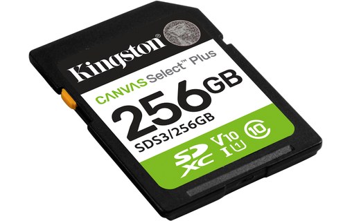 Carte SD Kingston Canvas Select Plus Gen3 256 Go, UHS-I, V10