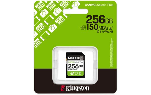Carte SD Kingston Canvas Select Plus Gen3 256 Go, UHS-I, V10