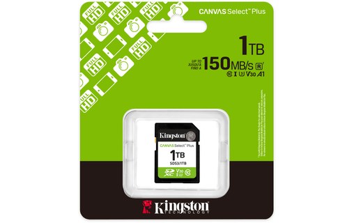 Carte SD Kingston Canvas Select Plus Gen3 1 To, UHS-I, V30