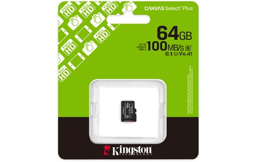 Carte microSDXC Kingston Canvas Select Plus Gen3 64 Go, UHS-I, V10