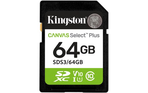 Carte SD Kingston Canvas Select Plus Gen3 64 Go, UHS-I, V10