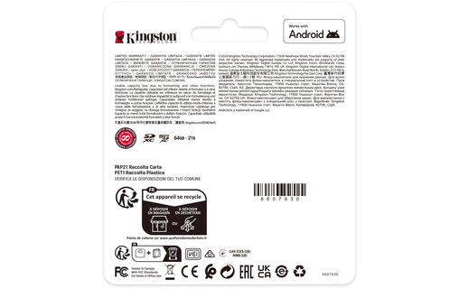 Carte microSDXC Kingston Canvas Select Plus Gen3 128 Go avec adaptateur SD, V10