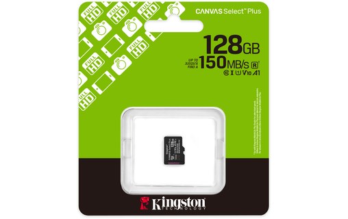 Carte microSDXC Kingston Canvas Select Plus Gen3 128 Go, UHS-I, V10