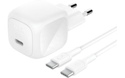 Chargeur USB-C 45 W - Belkin BoostCharge Compact + câble USB-C - Blanc