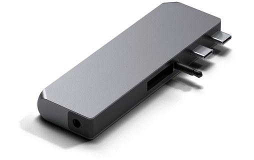 Hub pour MacBook USB C vers USB-C PD, Ethernet, 2 USB + USB-C, Jack Satechi Gris